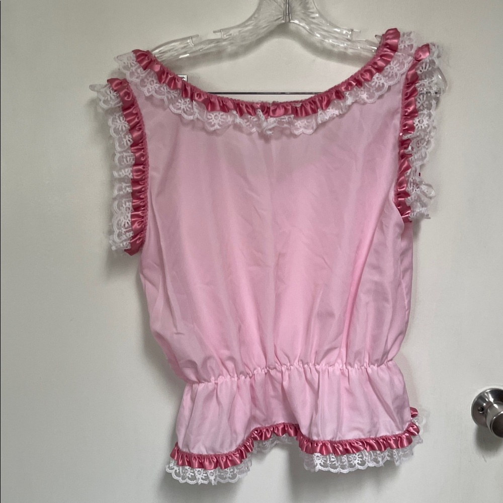 Vintage Tombstone Pink Saloon Girl Costume Top & Bloomers Set 2X Lace Ruffle1-22 - Picture 5 of 6